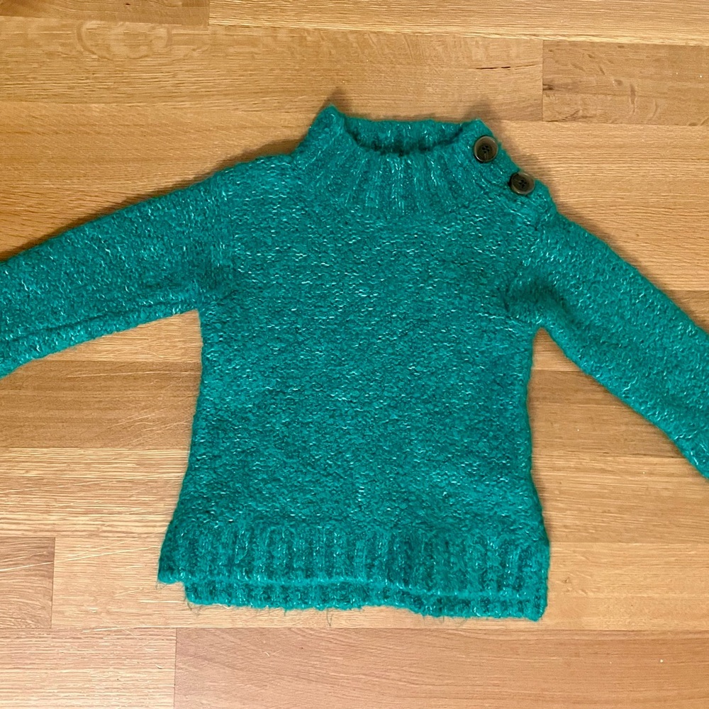 Crewcuts Teal Green Knit Sweater with Shoulder Buttons